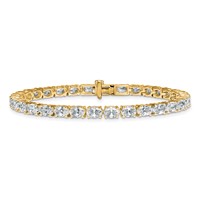 14K Yellow Gold 9.88 Carat Lab Grown Diamond VS SI+ G+ Complete Oval Tennis Bracelet view 3