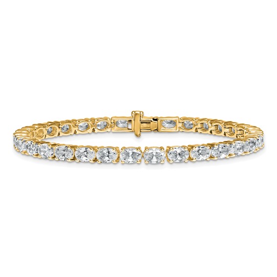 14K Yellow Gold Certified VS DEF Lab Grown Oval Diamond Tennis Bracelet