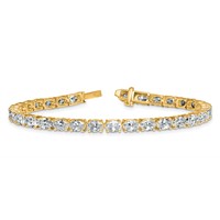 14K Yellow Gold 9.88 Carat Lab Grown Diamond VS SI+ G+ Complete Oval Tennis Bracelet view 5