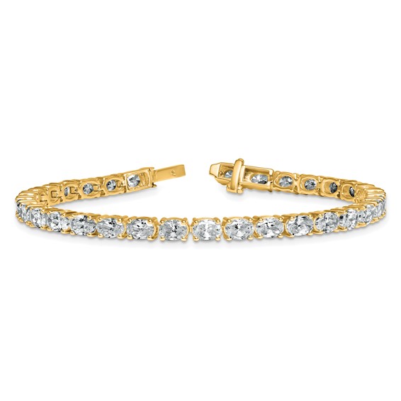 14K Yellow Gold Certified VS DEF Lab Grown Oval Diamond Tennis Bracelet