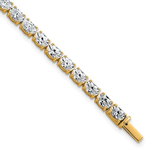 14K Yellow Gold 9.88 Carat Lab Grown Diamond VS+ F+ Complete Oval Tennis Bracelet