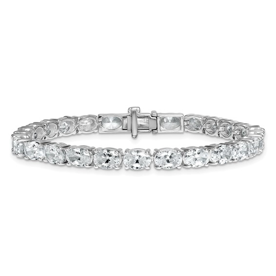 14K White Gold Certified VS DEF Lab Grown Oval Diamond Tennis Bracelet