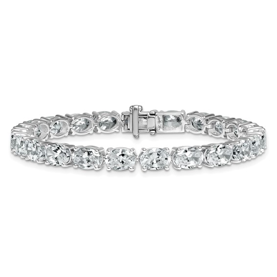 14K White Gold Certified VS/SI FGH Lab Grown Oval Diamond Tennis Bracelet
