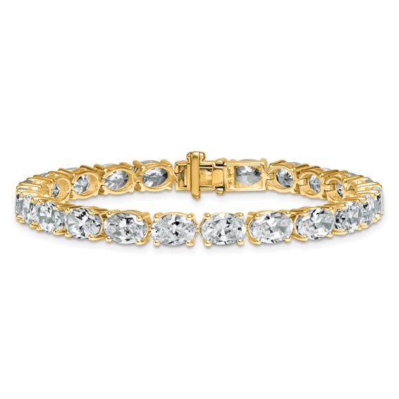 14K Yellow Gold Certified VS DEF Lab Grown Oval Diamond Tennis Bracelet