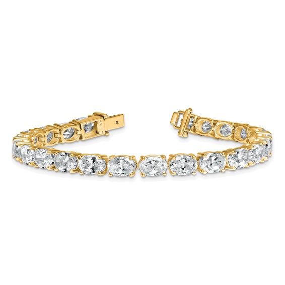 14K Yellow Gold Certified VS DEF Lab Grown Oval Diamond Tennis Bracelet