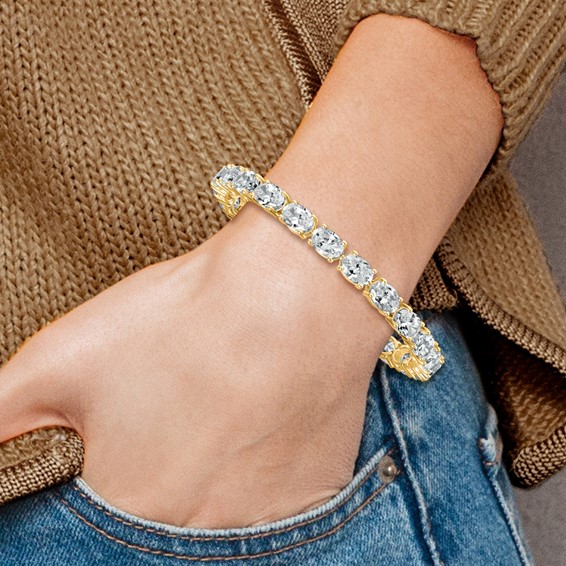 14K Yellow Gold VS/SI+ G+ Lab Grown Oval Diamond Tennis Bracelet