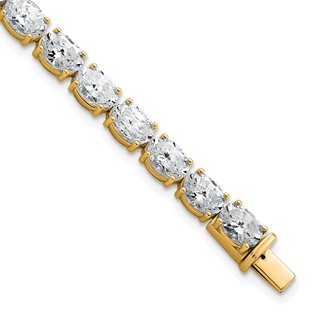 14K Yellow Gold Certified VS DEF Lab Grown Oval Diamond Tennis Bracelet