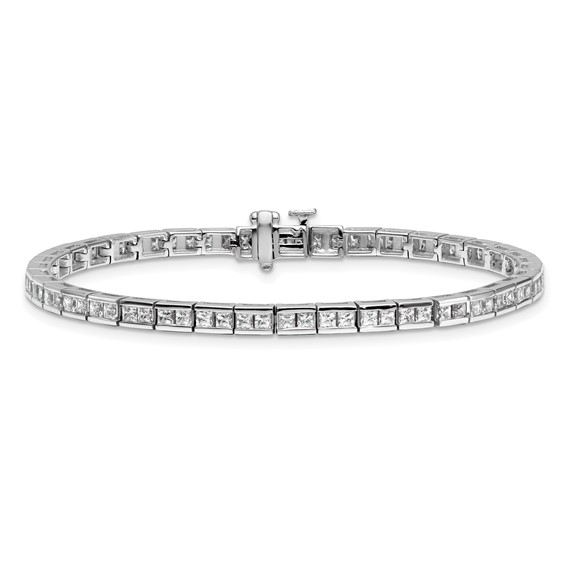 14K White Gold Certified Lab Grown Diamond VS DEF Princess Tennis Bracelet