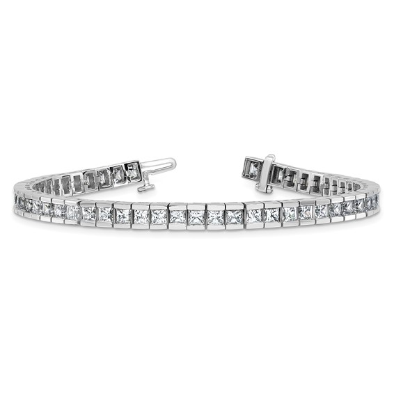 14K White Gold Certified Lab Grown Diamond VS/SI FGH Princess Tennis Bracel