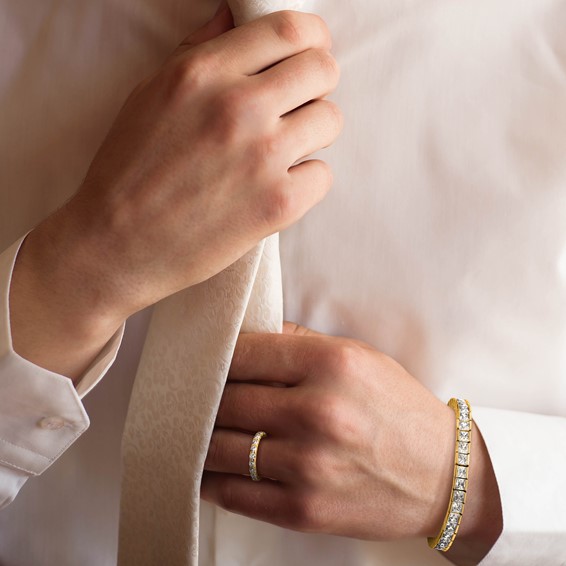 14K White Gold Lab Grown Diamond VS+ F+ Princess Tennis Bracelet