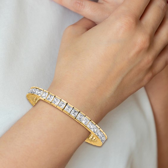 14K Lab Grown Diamond VS+ F+ Princess Tennis Bracelet