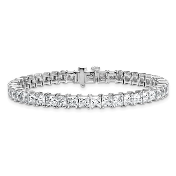 14K White Gold VS+ F+ Lab Grown Princess Diamond Tennis Bracelet