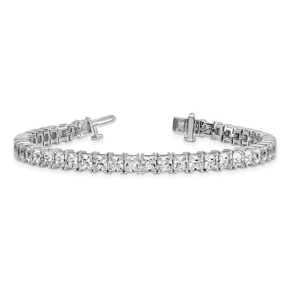 14K White Gold VS+ F+ Lab Grown Princess Diamond Tennis Bracelet