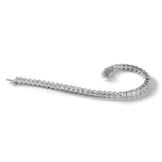 14K White Gold VS+ F+ Lab Grown Princess Diamond Tennis Bracelet