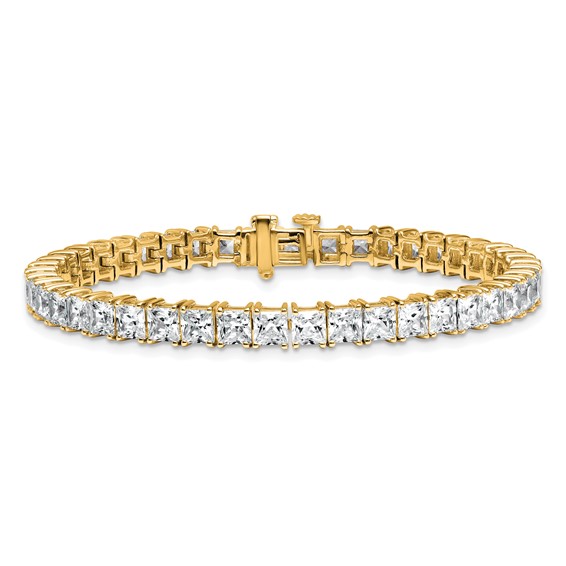 14K Yellow Gold Certified VS DEF Lab Grown Princess Diamond Tennis Bracelet