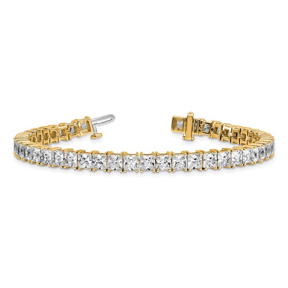 14K Yellow Gold Certified VS DEF Lab Grown Princess Diamond Tennis Bracelet