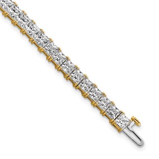 14K Yellow Gold VS+ F+ Lab Grown Princess Diamond Tennis Bracelet