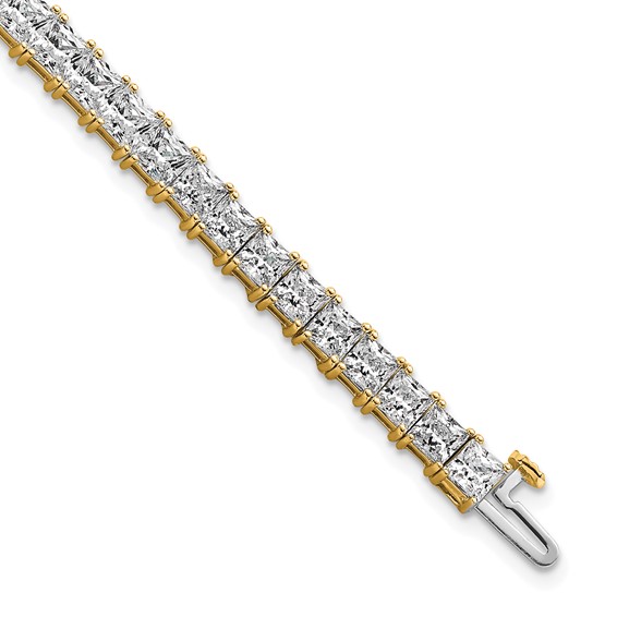 14K Yellow Gold Certified VS DEF Lab Grown Princess Diamond Tennis Bracelet