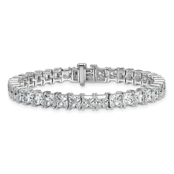 14K White Gold VS+ F+ Lab Grown Princess Diamond Tennis Bracelet