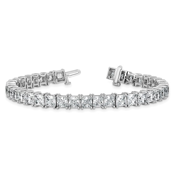 14K White Gold VS+ F+ Lab Grown Princess Diamond Tennis Bracelet