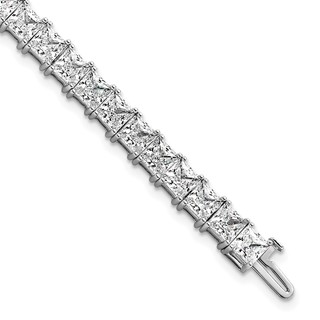14K White Gold VS+ F+ Lab Grown Princess Diamond Tennis Bracelet