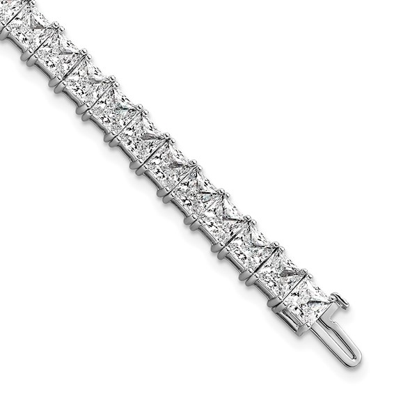 14K White Gold VS+ F+ Lab Grown Princess Diamond Tennis Bracelet