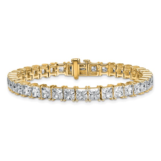 14K Yellow Gold Certified VS DEF Lab Grown Princess Diamond Tennis Bracelet