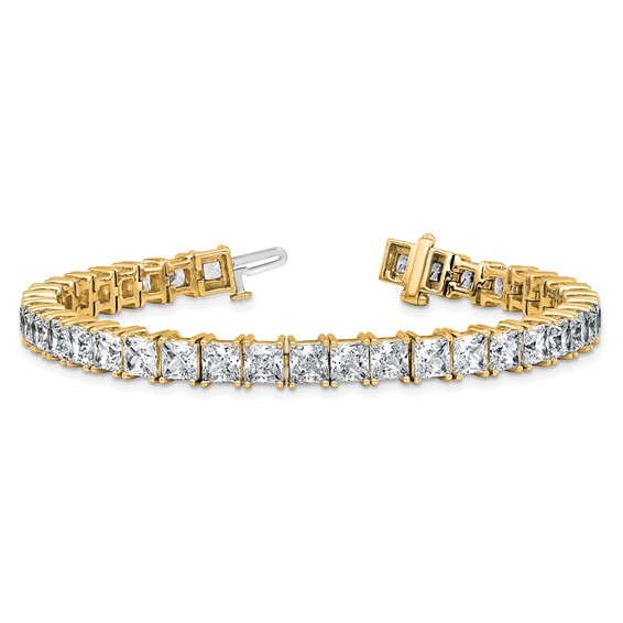 14K Yellow Gold Certified VS DEF Lab Grown Princess Diamond Tennis Bracelet