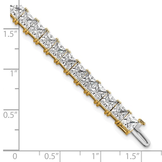 14K Yellow Gold Certified VS DEF Lab Grown Princess Diamond Tennis Bracelet