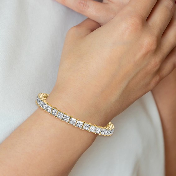 14K Yellow Gold VS/SI+ G+ Lab Grown Princess Diamond Tennis Bracelet