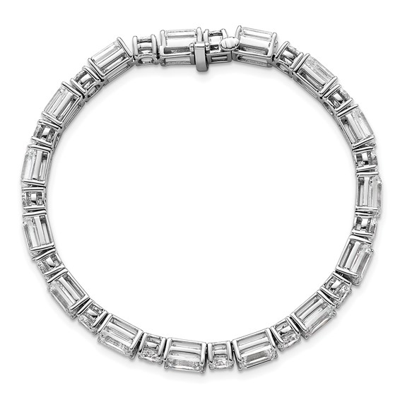 14K White Gold Certified VS DEF Lab Grown Emerald and Round Diamond Tennis