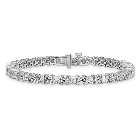14K WG VS DEF Cert. Lab Grown Princess and Round Diamond Tennis Bracelet