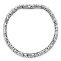 14K White Gold 10 Carat Lab Grown Diamond VS+ F+ Complete Princess and Round Tennis Bracelet view 4