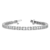 14K White Gold 10 Carat Lab Grown Diamond VS+ F+ Complete Princess and Round Tennis Bracelet view 5