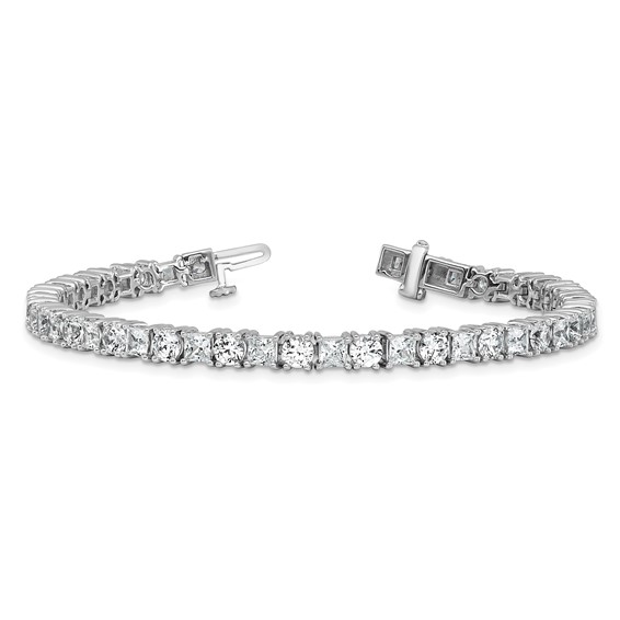 14K WG VS DEF Cert. Lab Grown Princess and Round Diamond Tennis Bracelet