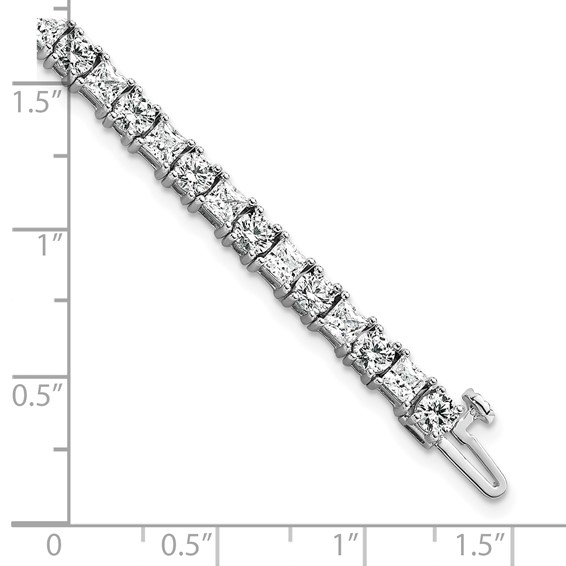 14K WG VS DEF Cert. Lab Grown Princess and Round Diamond Tennis Bracelet