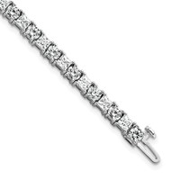 14K White Gold 10 Carat Lab Grown Diamond VS+ F+ Complete Princess and Round Tennis Bracelet view 1