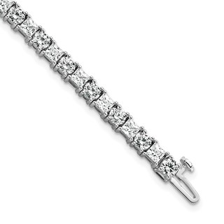 14K WG VS DEF Cert. Lab Grown Princess and Round Diamond Tennis Bracelet