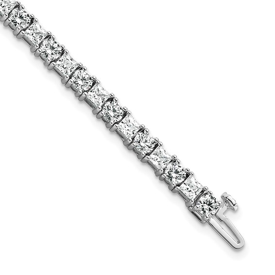 14K WG VS DEF Cert. Lab Grown Princess and Round Diamond Tennis Bracelet