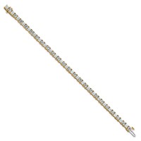 14K Yellow Gold 10 Carat Lab Grown Diamond VS SI+ G+ Complete Princess and Round Tennis Bracelet view 2