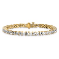 14K Yellow Gold 10 Carat Lab Grown Diamond VS SI+ G+ Complete Princess and Round Tennis Bracelet view 3
