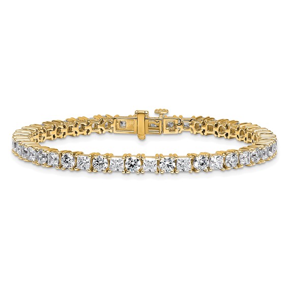 14K VS/SI FGH Cert. Lab Grown Princess and Round Diamond Tennis Bracelet