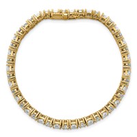 14K Yellow Gold 10 Carat Lab Grown Diamond VS SI+ G+ Complete Princess and Round Tennis Bracelet view 4