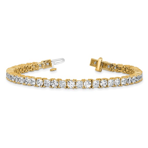 14K VS/SI FGH Cert. Lab Grown Princess and Round Diamond Tennis Bracelet