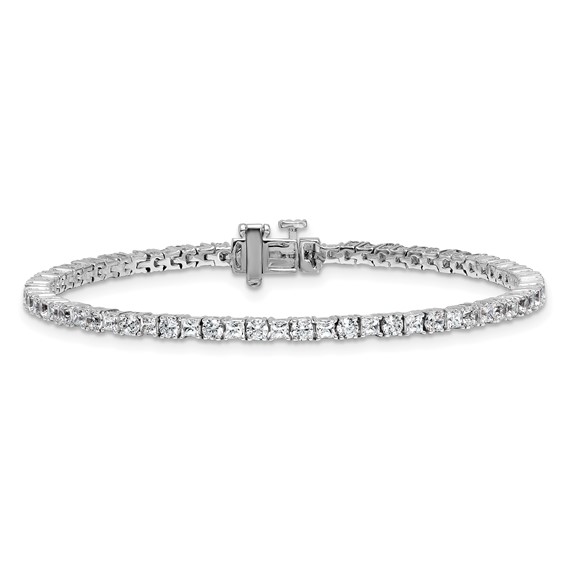 14K WG VS+ F+ Lab Grown Princess and Round Diamond Tennis Bracelet