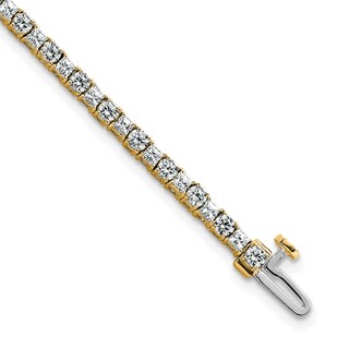 14K VS+ F+ Lab Grown Princess and Round Diamond Tennis Bracelet