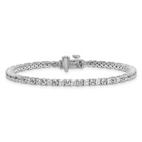 14K White Gold 5 Carat Lab Grown Diamond VS+ F+ Complete Princess and Round Tennis Bracelet view 3