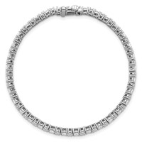 14K White Gold 5 Carat Lab Grown Diamond VS+ F+ Complete Princess and Round Tennis Bracelet view 4