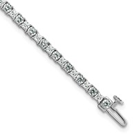 14K White Gold 5 Carat Lab Grown Diamond VS+ F+ Complete Princess and Round Tennis Bracelet view 1
