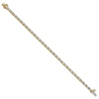 14K Yellow Gold 5 Carat Lab Grown Diamond VS+ F+ Complete Princess and Round Tennis Bracelet view 2